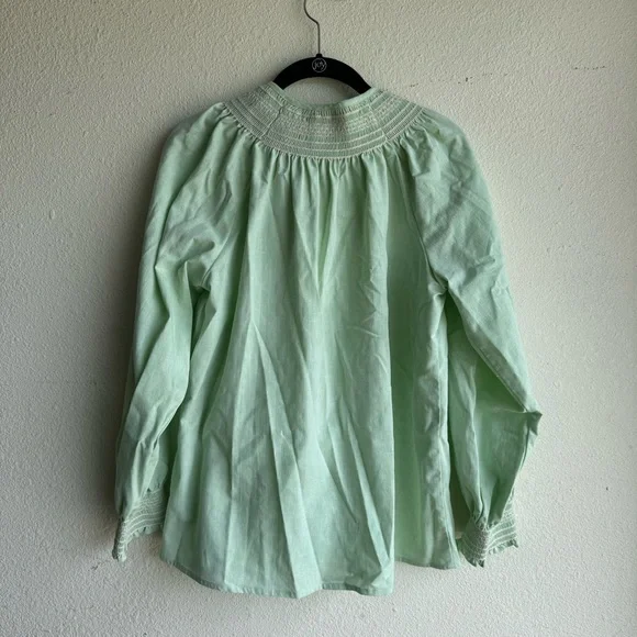NWT Maria de la Orden Light Green Button Front Top Blouse - Picture 5 of 7